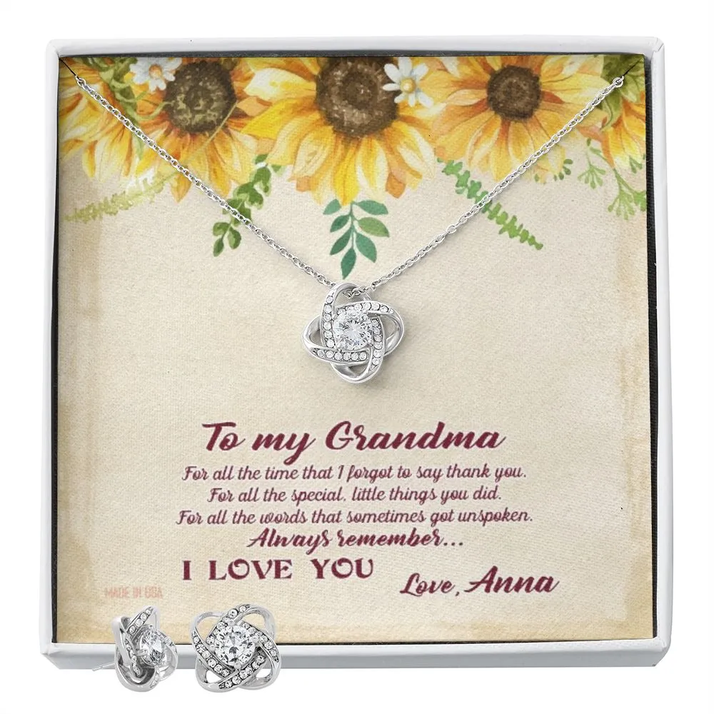 Custom Grandma Sunflower Mothers Day Ideas 14k White Gold Interlocking Heart Pendant Necklace Jewelry Gifts For Mom Wife Grandma Auntie