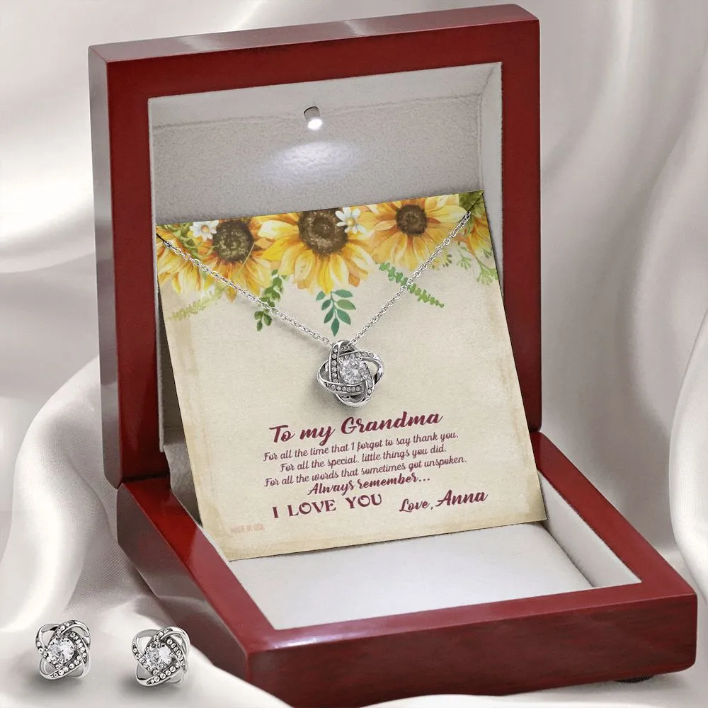 Custom Grandma Sunflower Mothers Day Ideas 14k White Gold Interlocking Heart Pendant Necklace Jewelry Gifts For Mom Wife Grandma Auntie