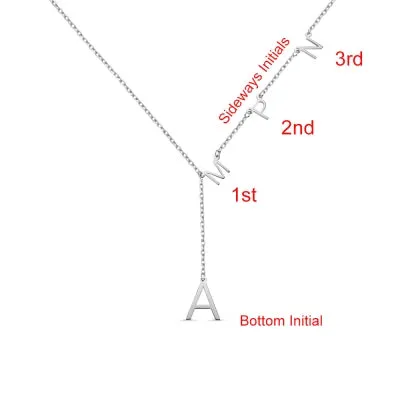 Custom Sideways Lariat initial Necklace