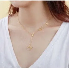 Custom Sideways Lariat initial Necklace