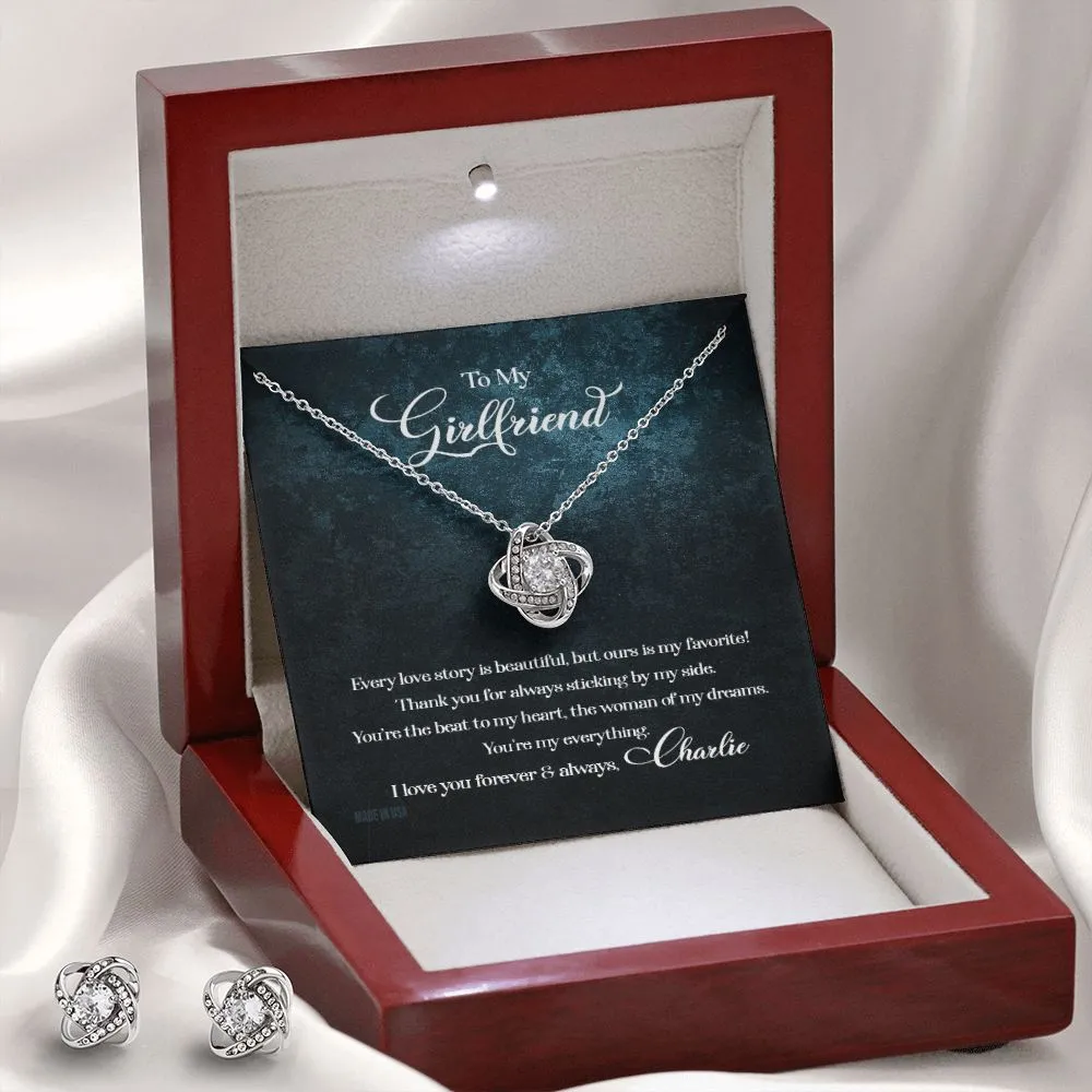Custom To My Girlfriend Every Love Story Is Beautiful 14k White Gold Pendant Necklace Jewelry Gift For Girlfriend Mother day