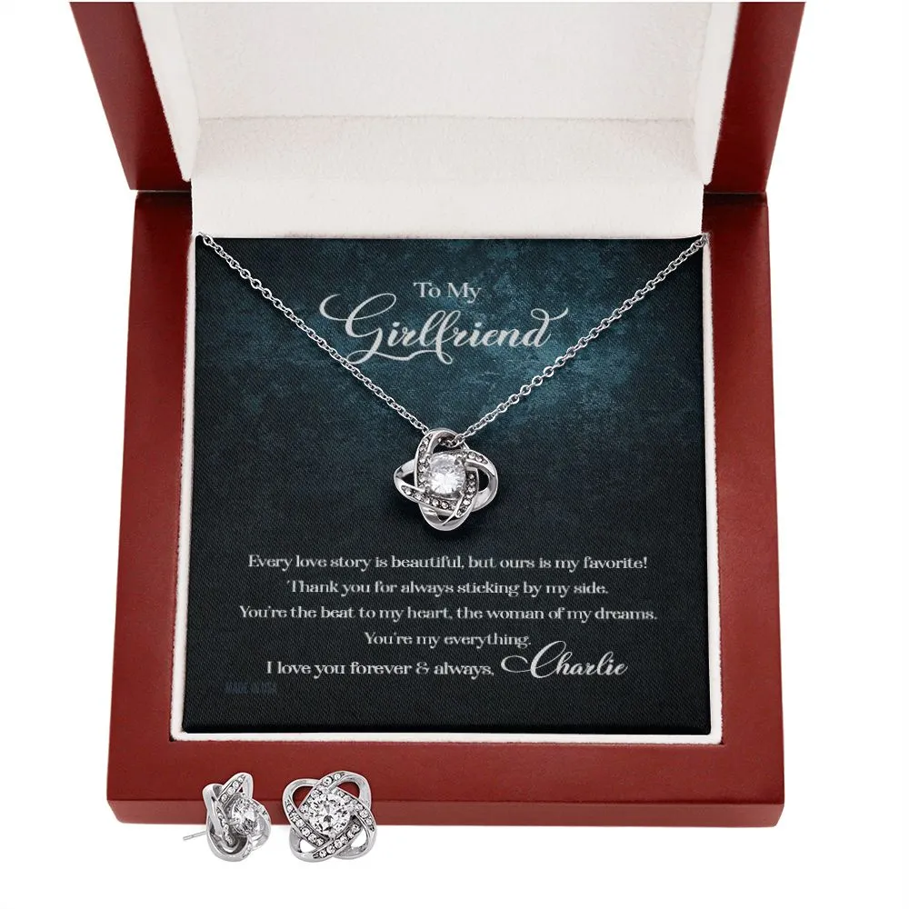 Custom To My Girlfriend Every Love Story Is Beautiful 14k White Gold Pendant Necklace Jewelry Gift For Girlfriend Mother day