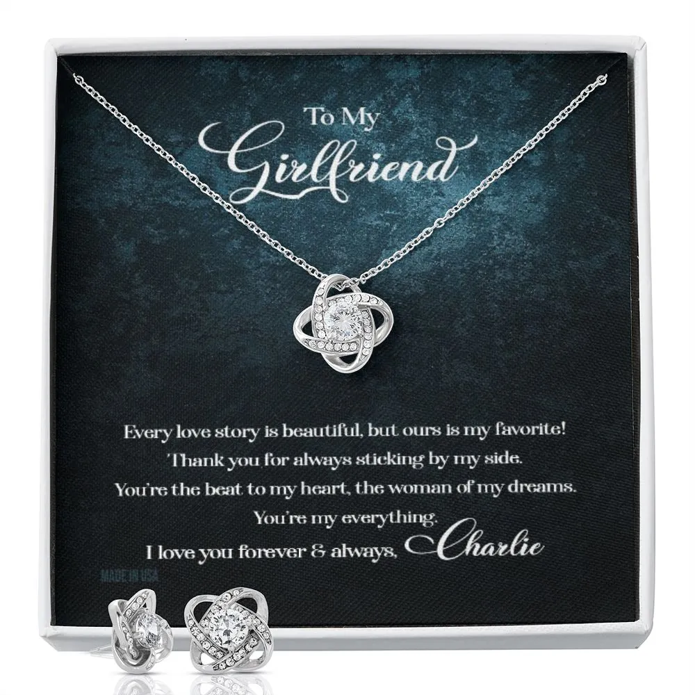 Custom To My Girlfriend Every Love Story Is Beautiful 14k White Gold Pendant Necklace Jewelry Gift For Girlfriend Mother day