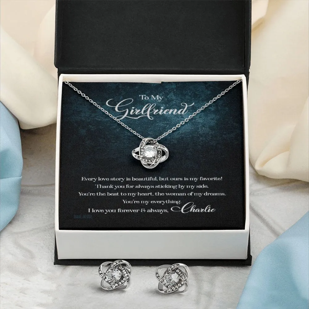 Custom To My Girlfriend Every Love Story Is Beautiful 14k White Gold Pendant Necklace Jewelry Gift For Girlfriend Mother day