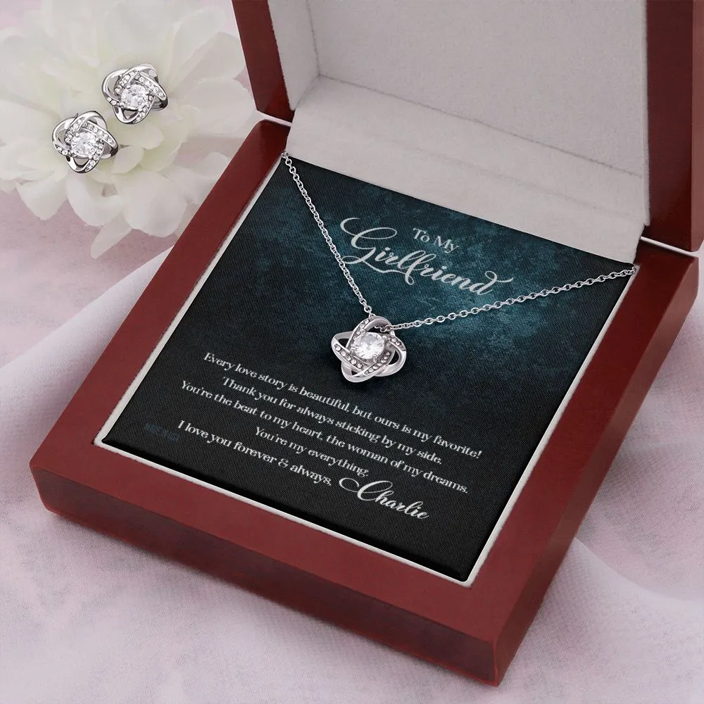 Custom To My Girlfriend Every Love Story Is Beautiful 14k White Gold Pendant Necklace Jewelry Gift For Girlfriend Mother day