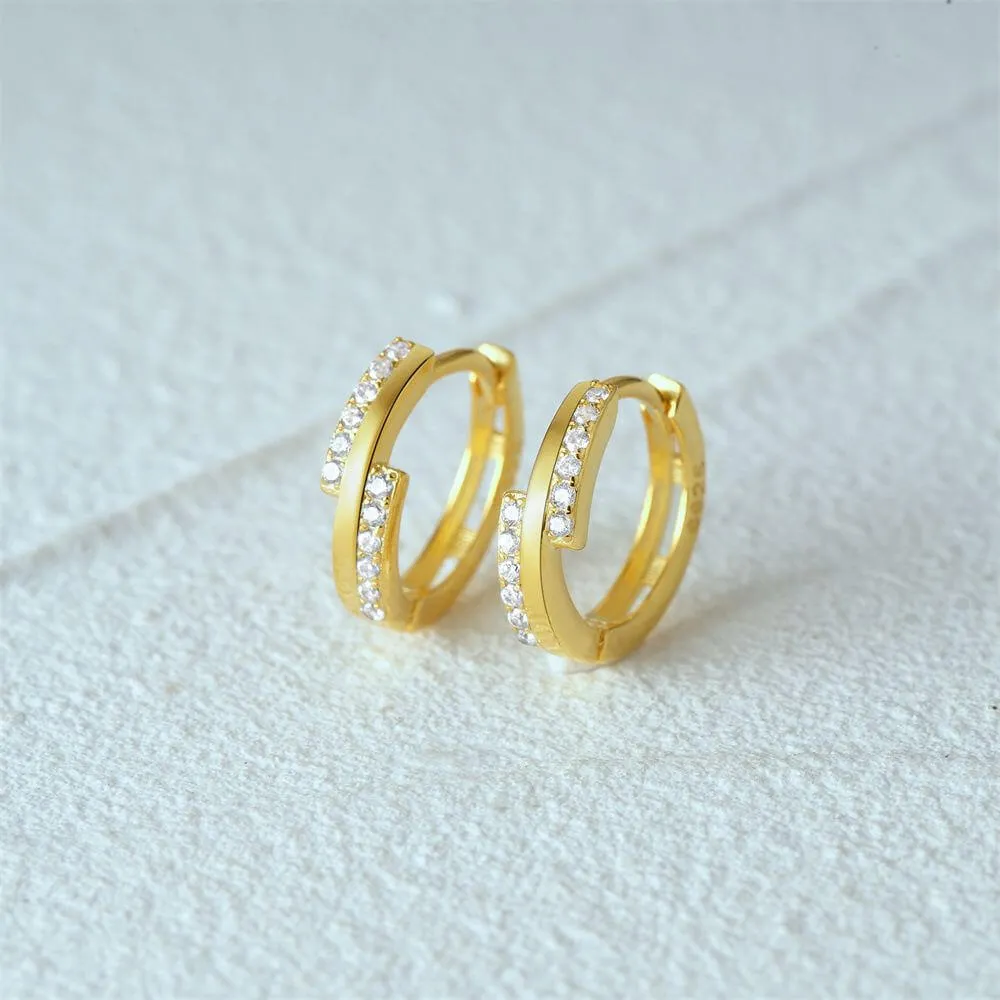CZ Diamond Irregular Eternity Huggie Earrings