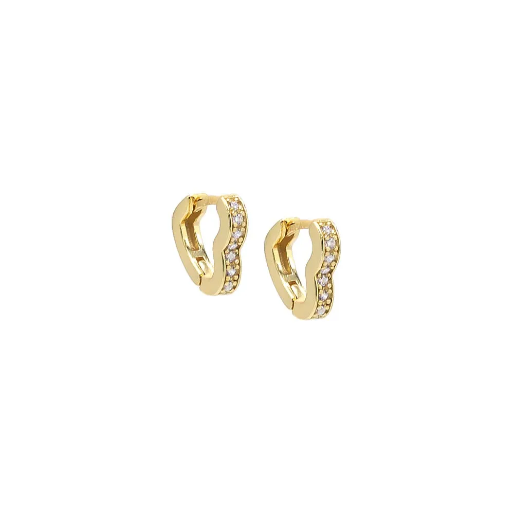 CZ Open Heart Huggie Earring