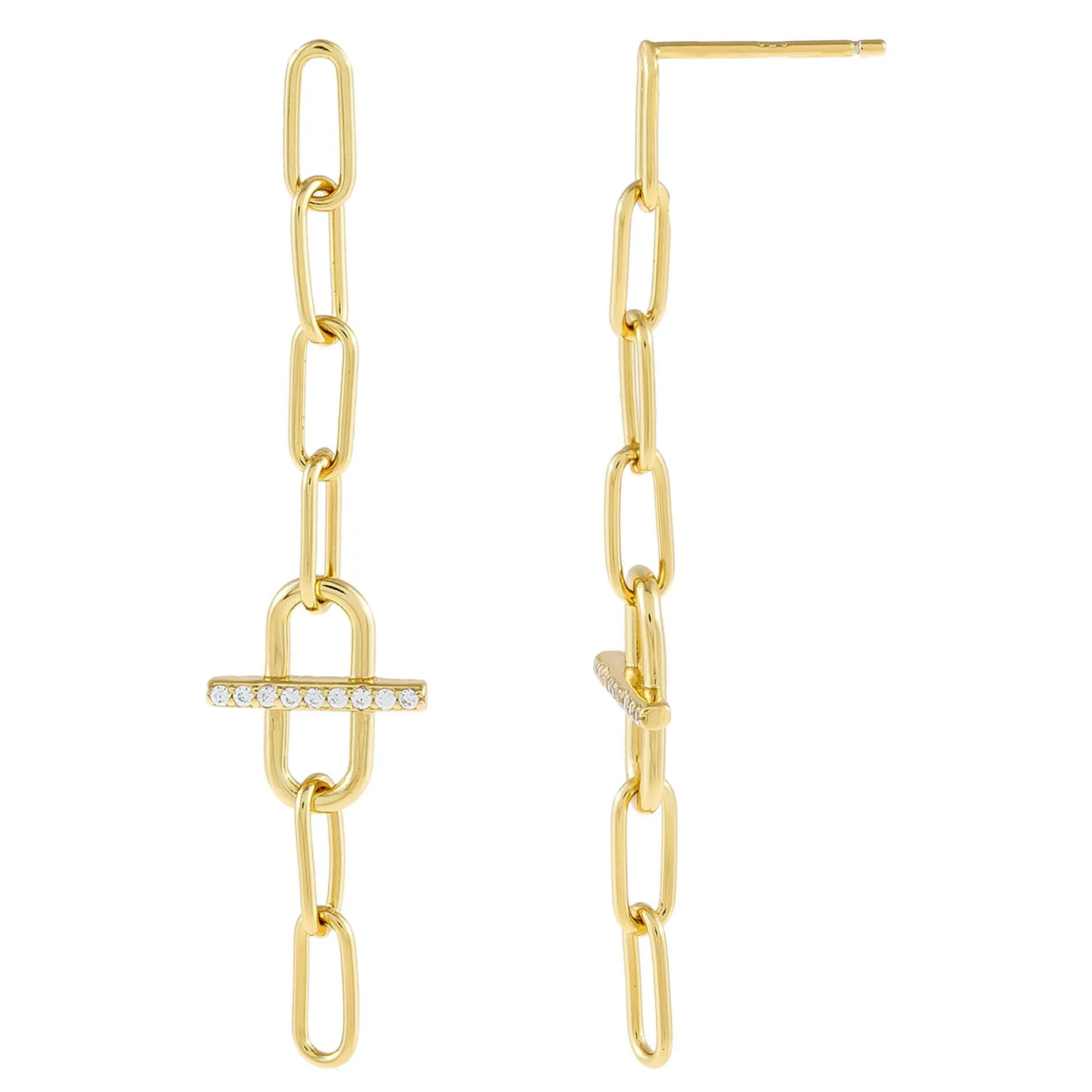 CZ Toggle Link Drop Stud Earring