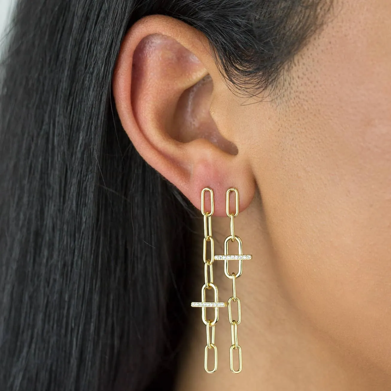 CZ Toggle Link Drop Stud Earring