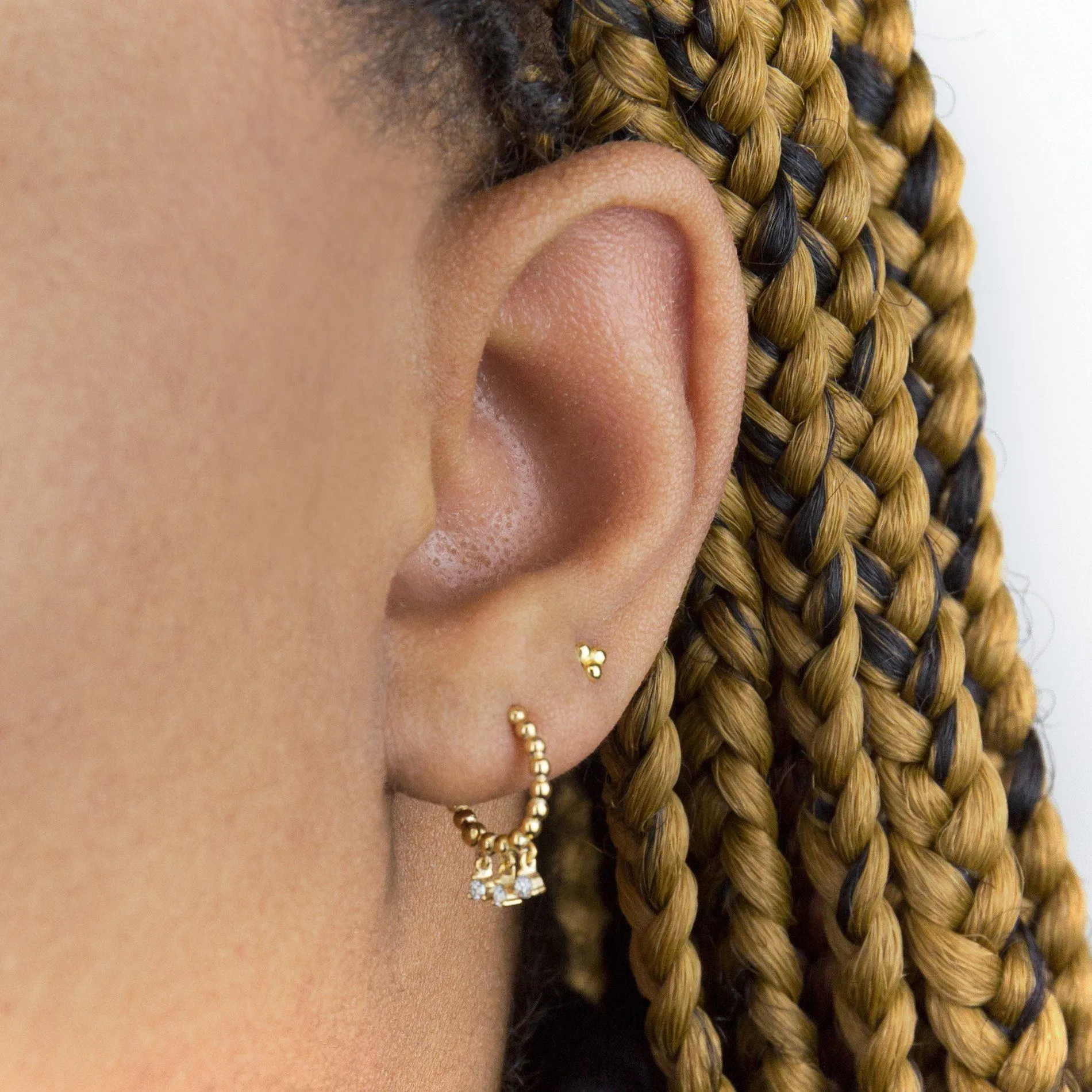 Dangling CZ Beaded Huggie Earring