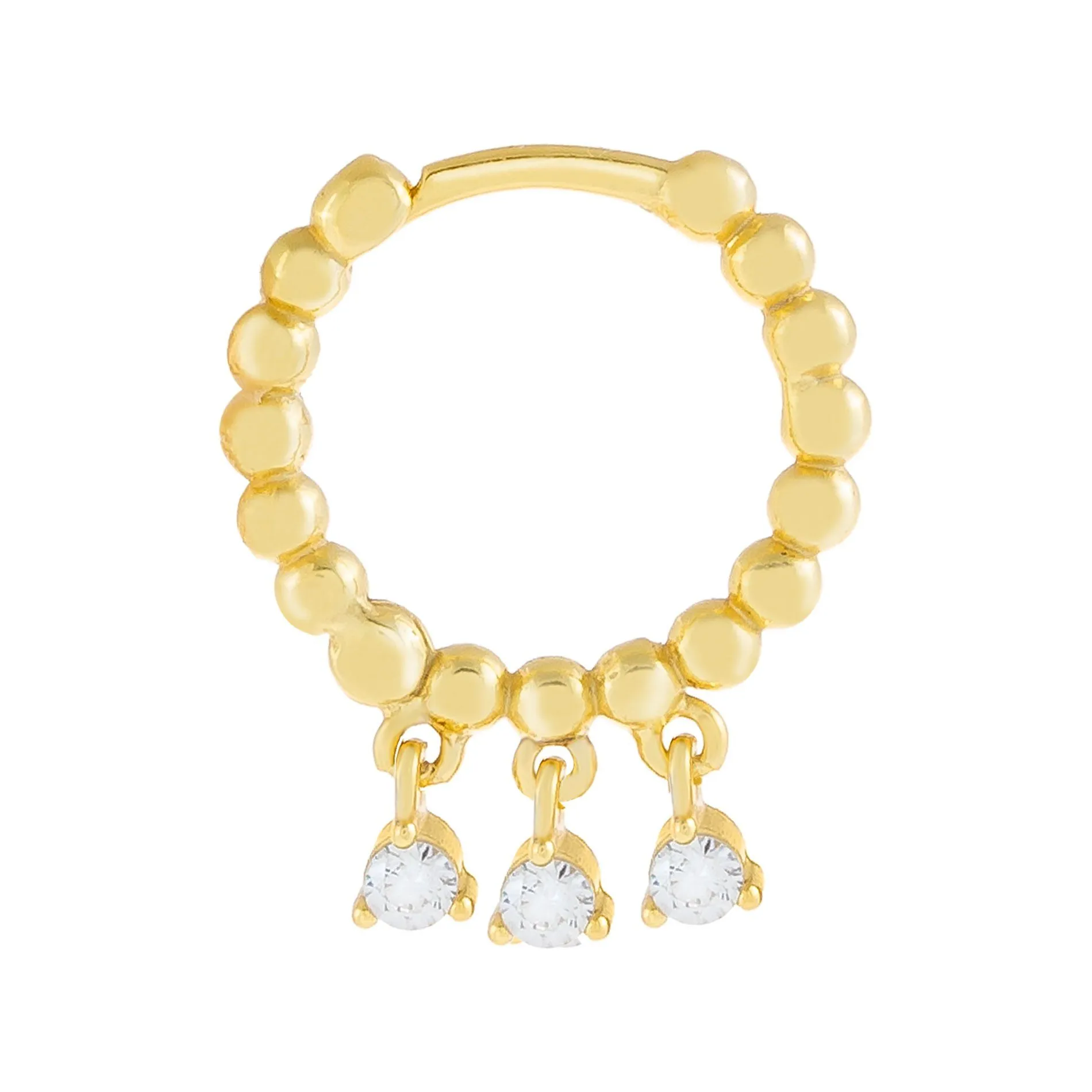Dangling CZ Beaded Huggie Earring