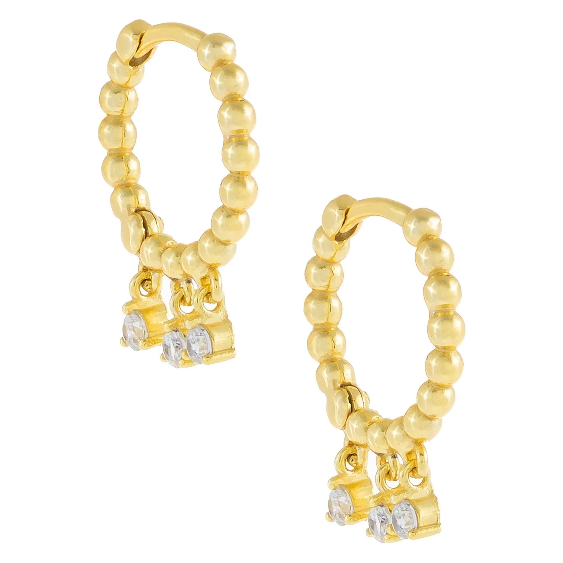 Dangling CZ Beaded Huggie Earring