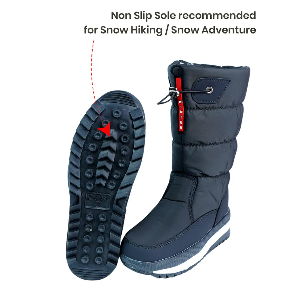 Deep Black, High Rise Waterproof Winter Snow Boots for Women for minus temperature