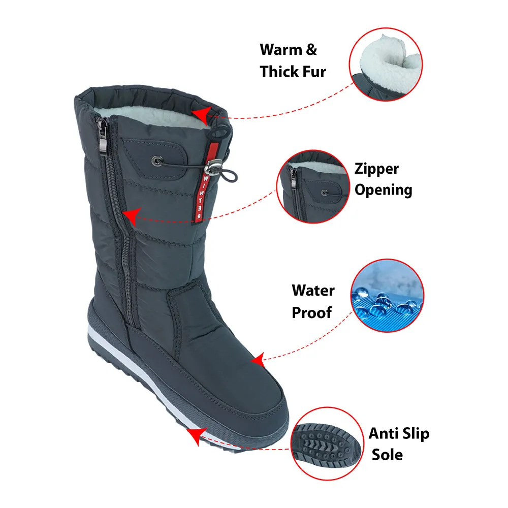 Deep Black, High Rise Waterproof Winter Snow Boots for Women for minus temperature