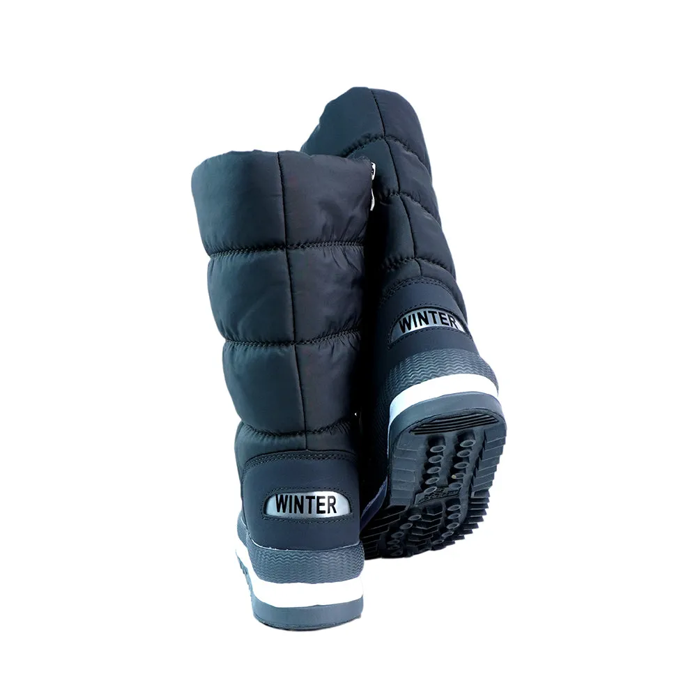 Deep Black, High Rise Waterproof Winter Snow Boots for Women for minus temperature