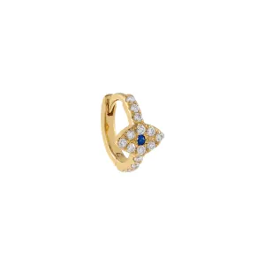 Diamond Evil Eye Huggie Earring 14K