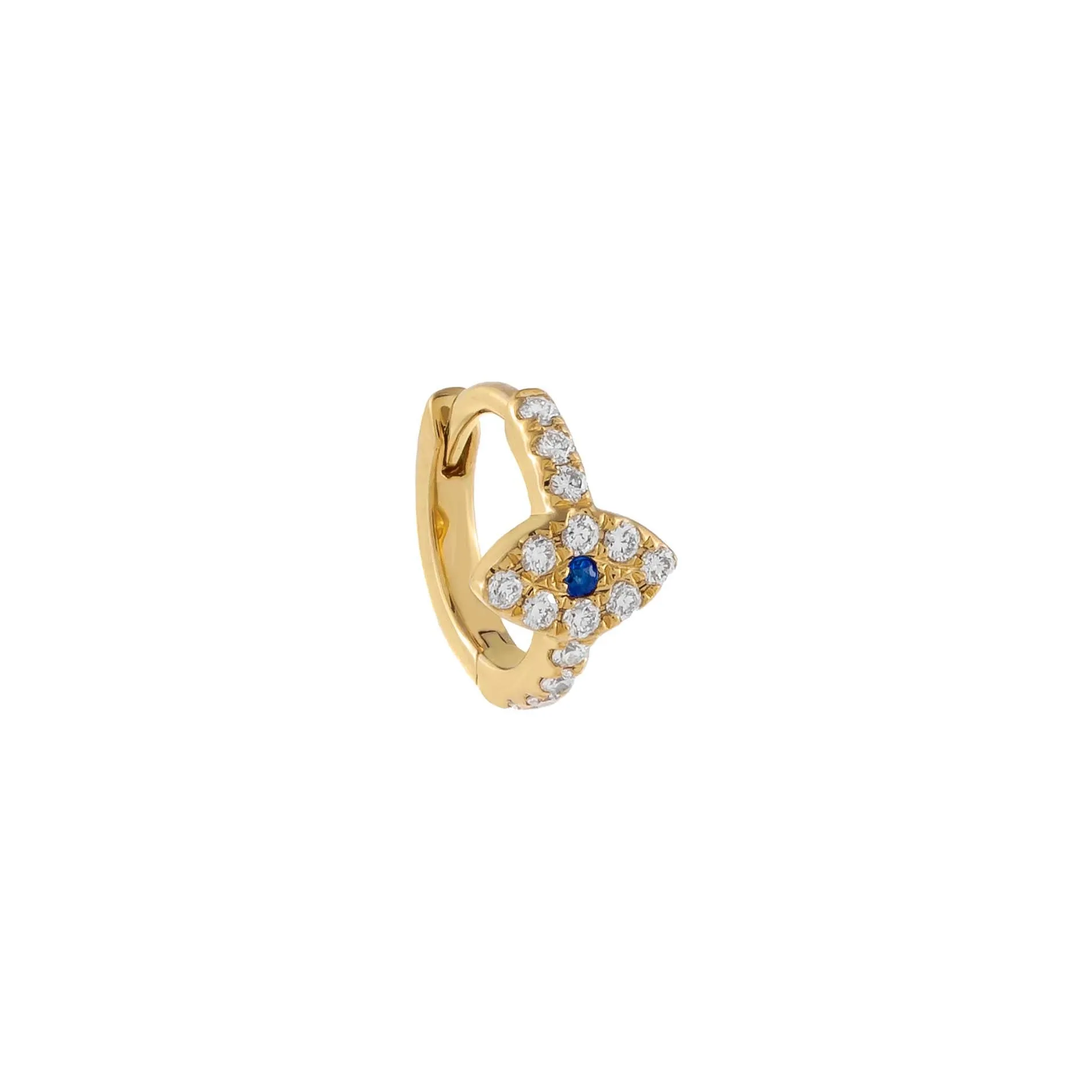 Diamond Evil Eye Huggie Earring 14K