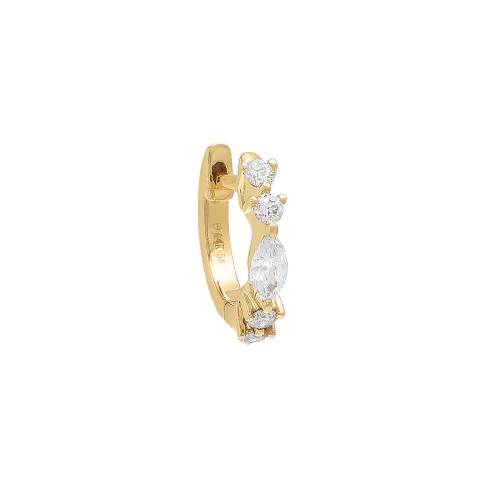Diamond Petite Multi Shape Huggie Earring 14K