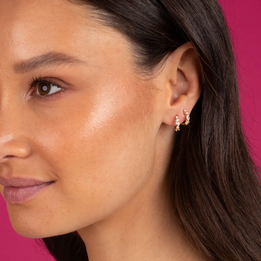 Diamond Petite Multi Shape Huggie Earring 14K