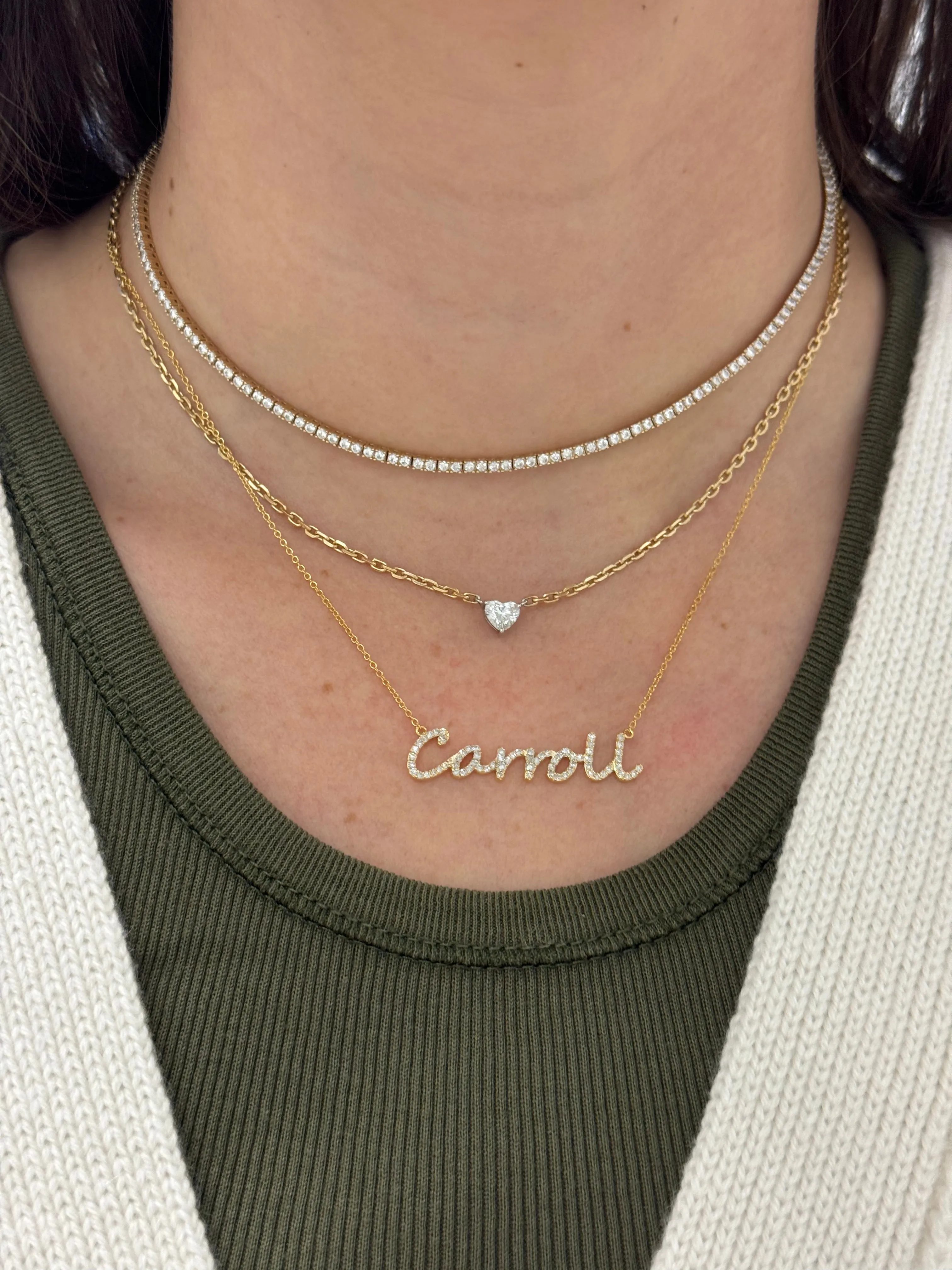 Diamond Script Name Necklace