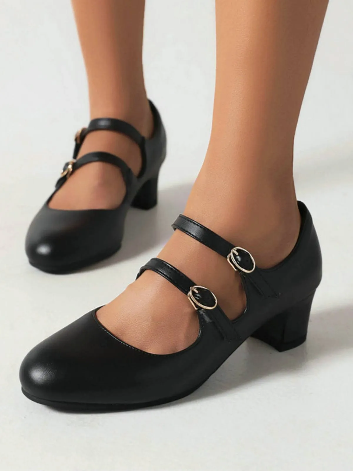 Double Buckle Heels Mary Jane Shoes