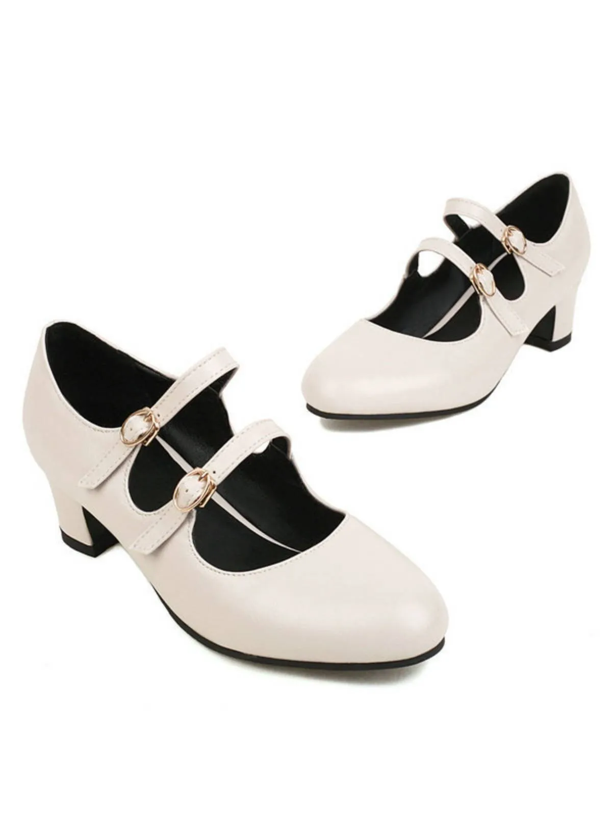 Double Buckle Heels Mary Jane Shoes