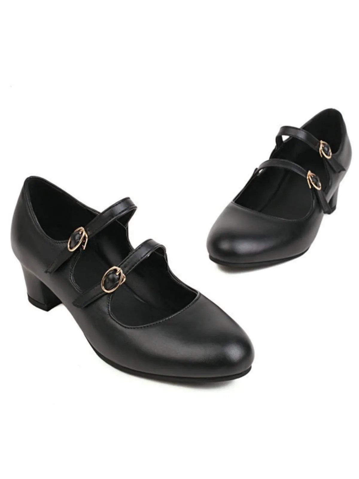 Double Buckle Heels Mary Jane Shoes