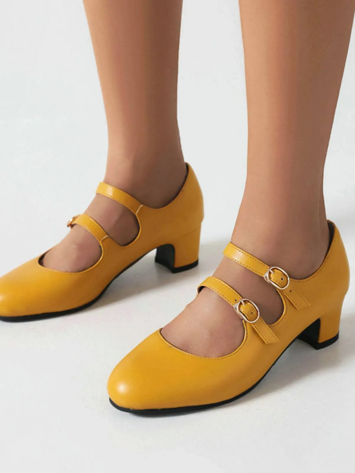 Double Buckle Heels Mary Jane Shoes