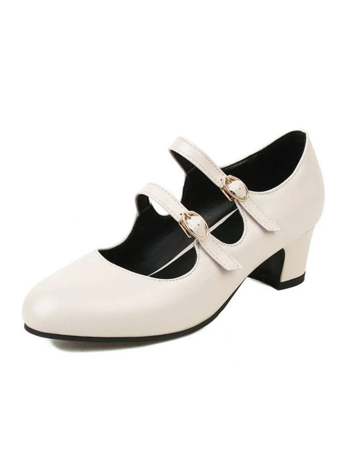 Double Buckle Heels Mary Jane Shoes