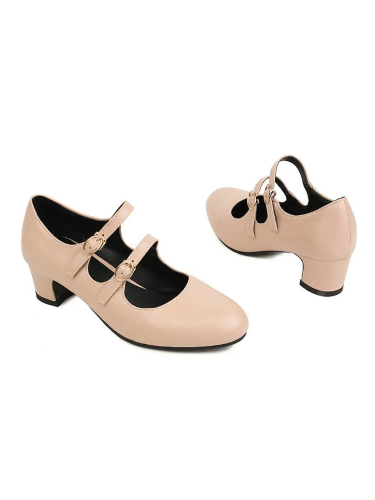 Double Buckle Heels Mary Jane Shoes