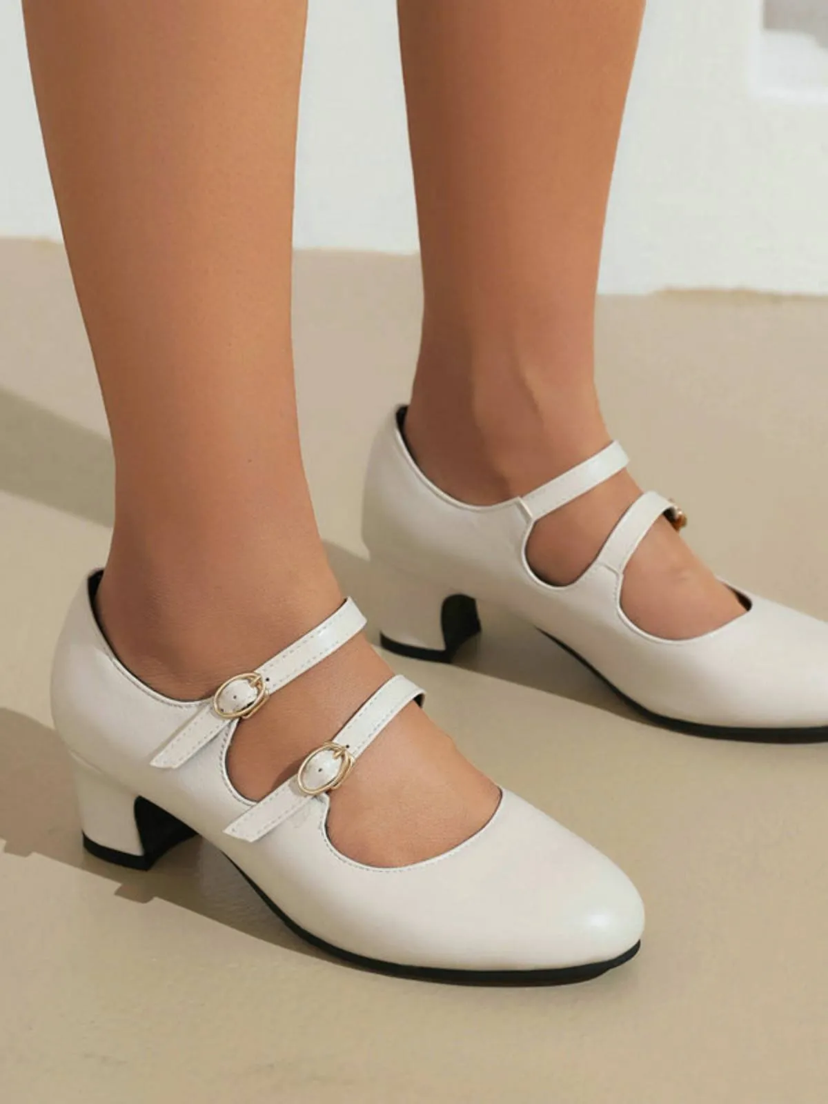 Double Buckle Heels Mary Jane Shoes
