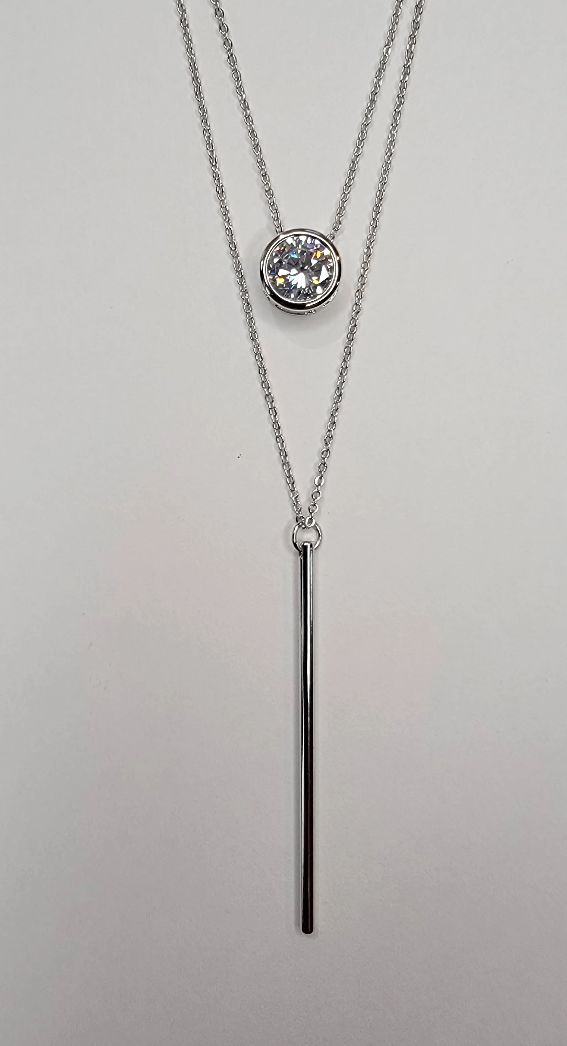 Double Chain Necklace in Silver