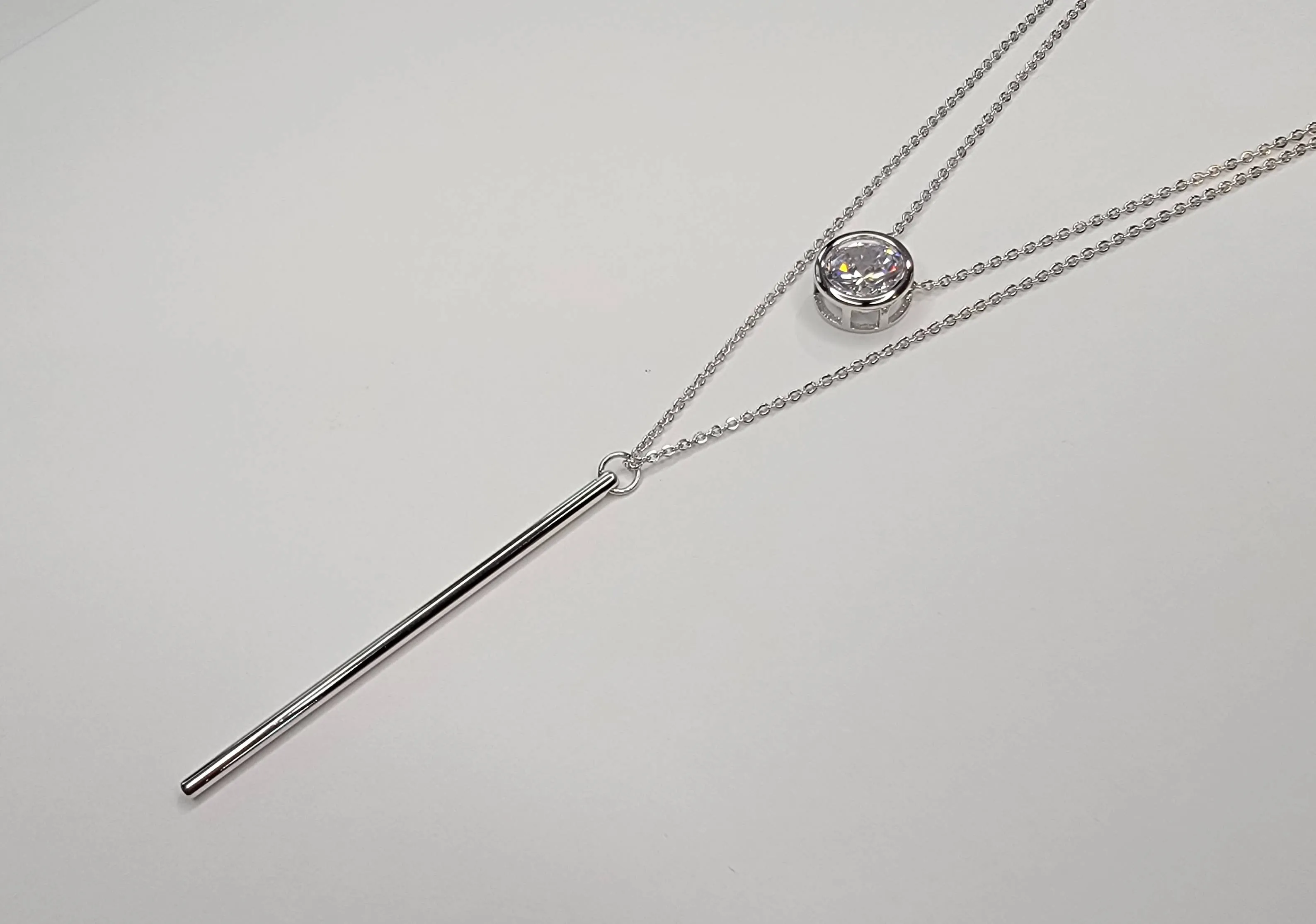 Double Chain Necklace in Silver