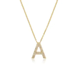 Double Row Pave Initial Necklace