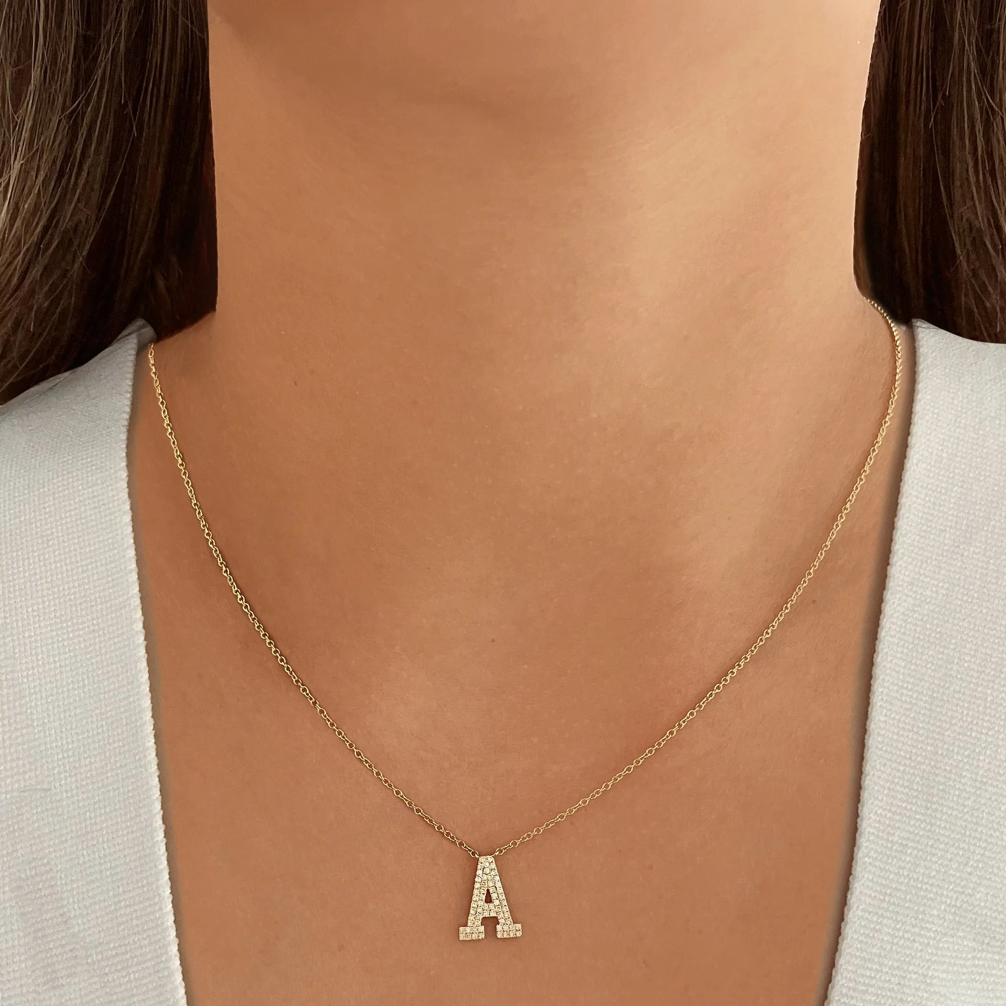 Double Row Pave Initial Necklace