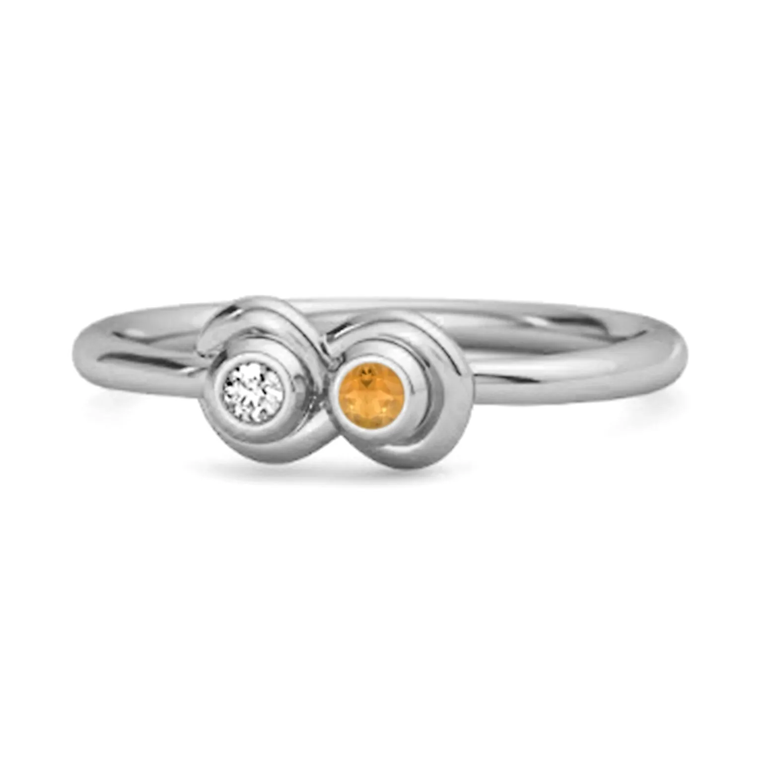 Dual Stone 0.10 Cts Citrine 925 Sterling Silver Infinity Lovers Ring