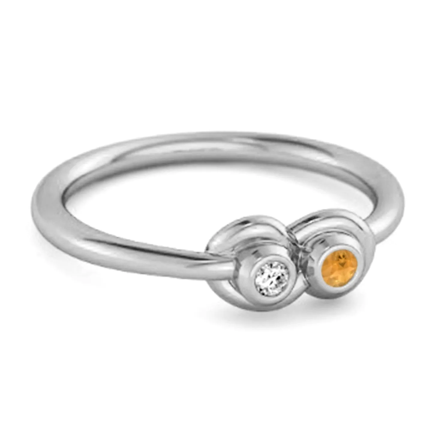 Dual Stone 0.10 Cts Citrine 925 Sterling Silver Infinity Lovers Ring