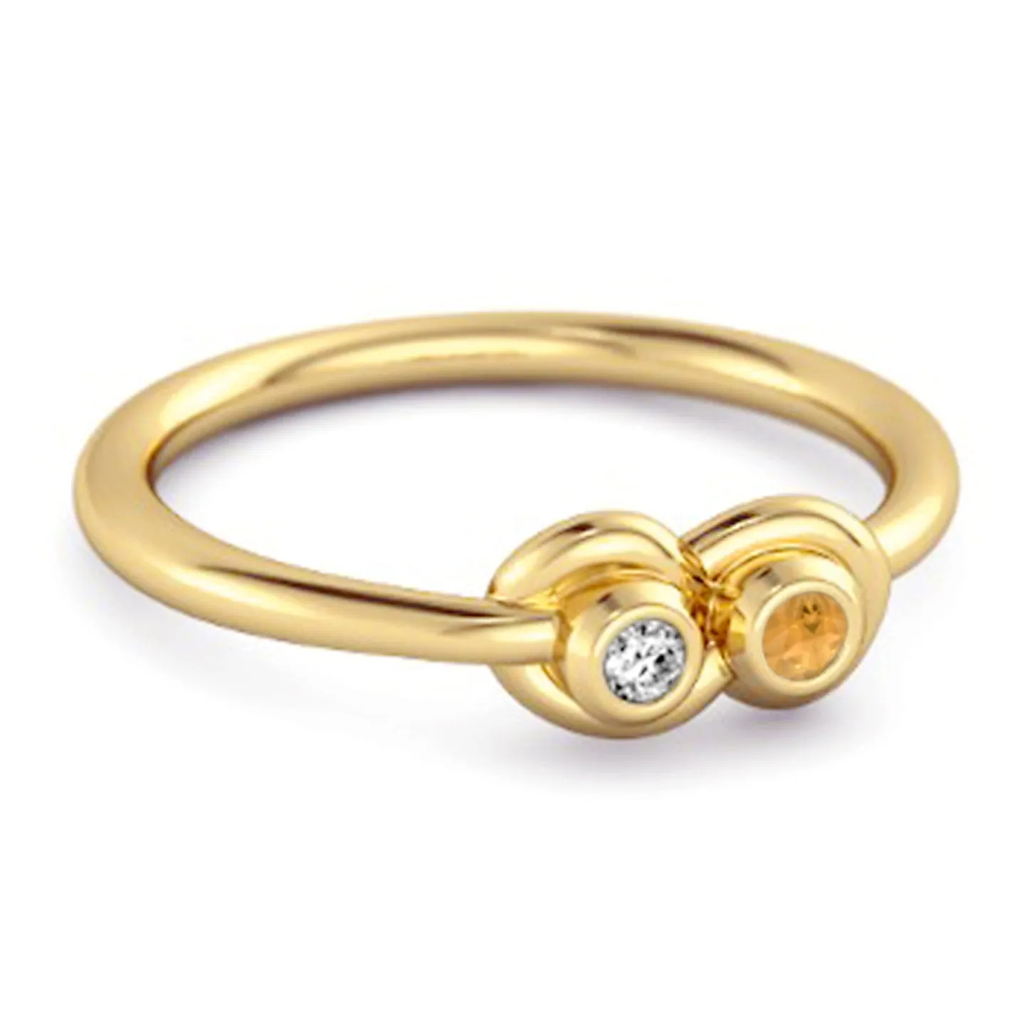 Dual Stone 0.10 Cts Citrine 925 Sterling Silver Infinity Lovers Ring