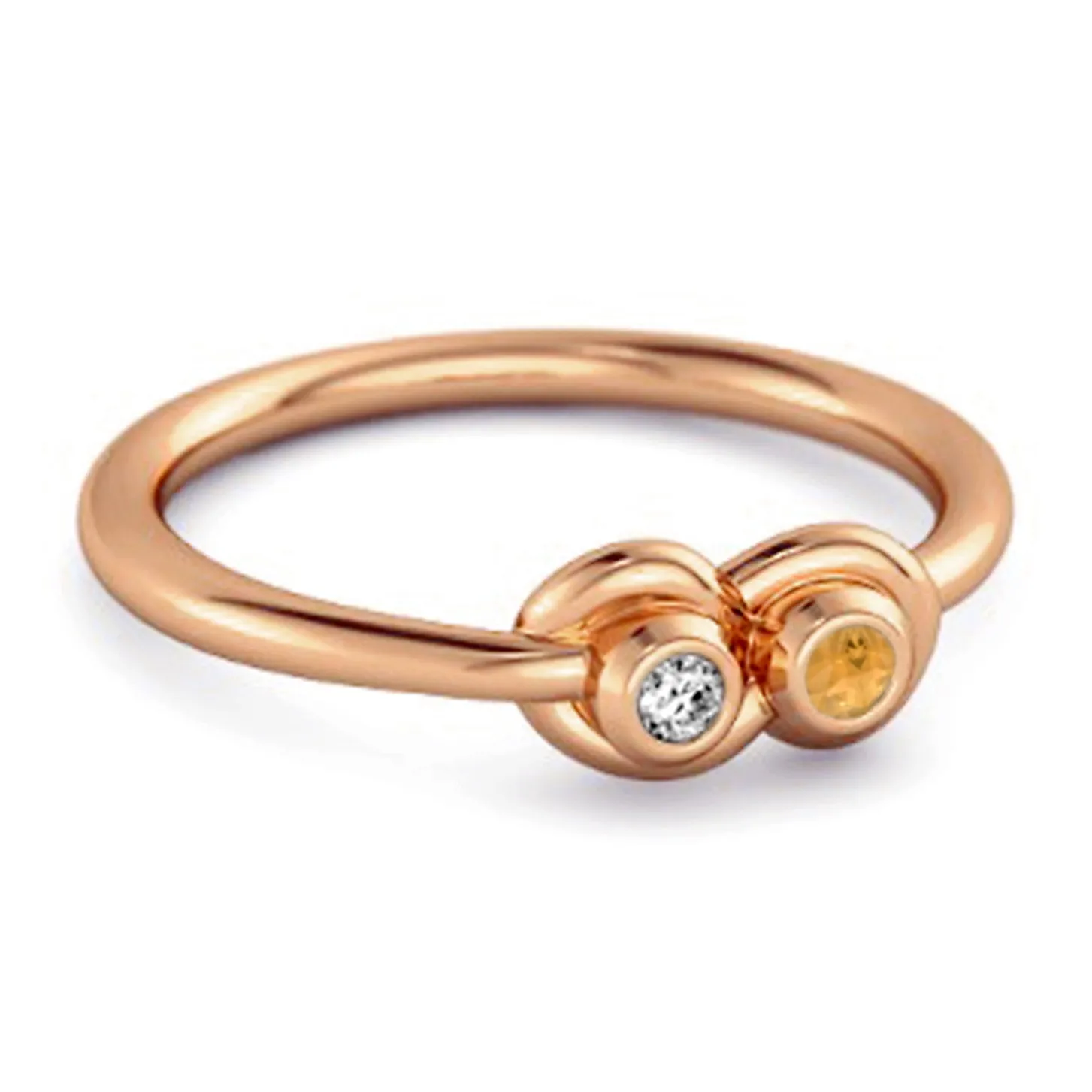 Dual Stone 0.10 Cts Citrine 925 Sterling Silver Infinity Lovers Ring