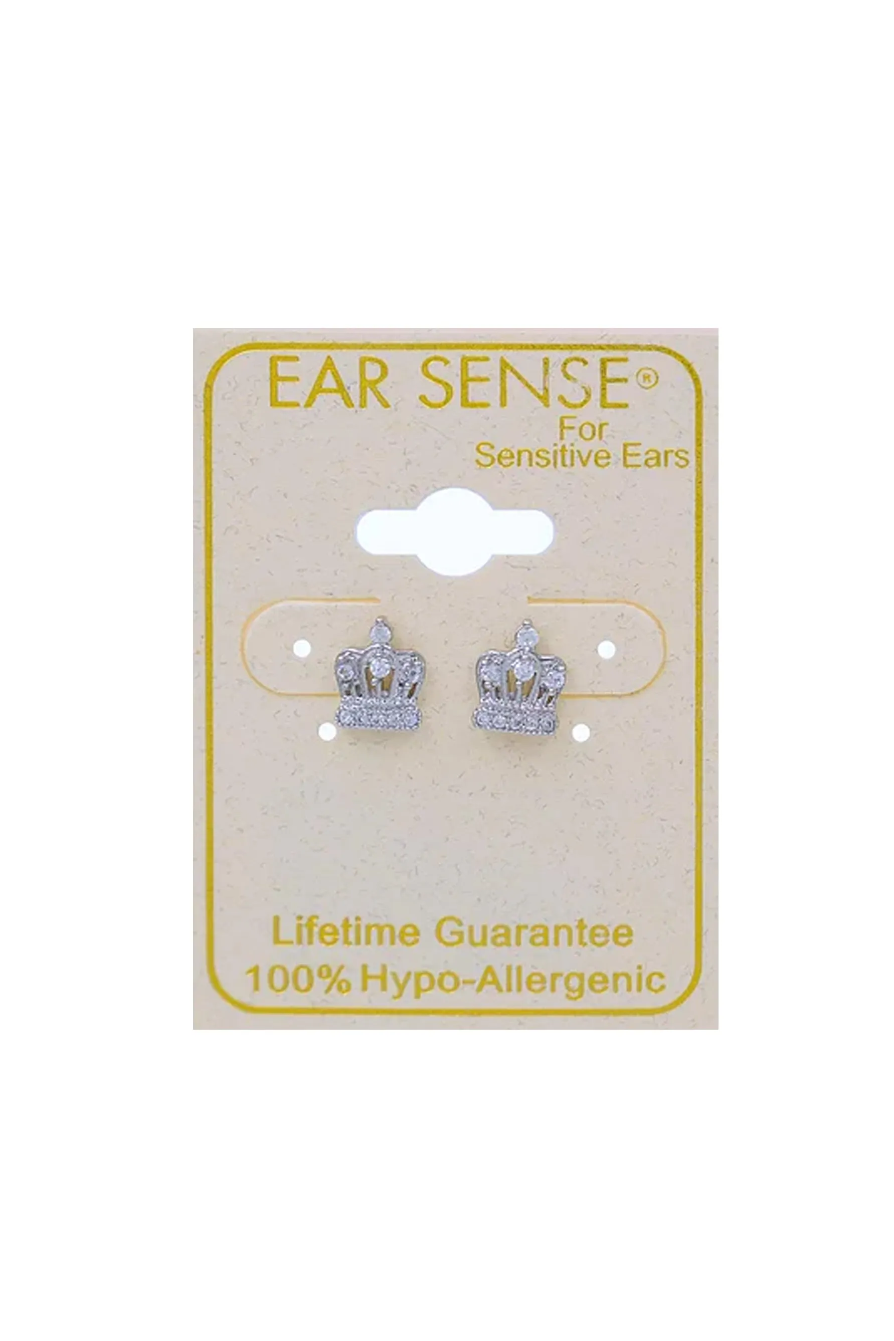 EarSense CH240 Slv Crys Crown Stud