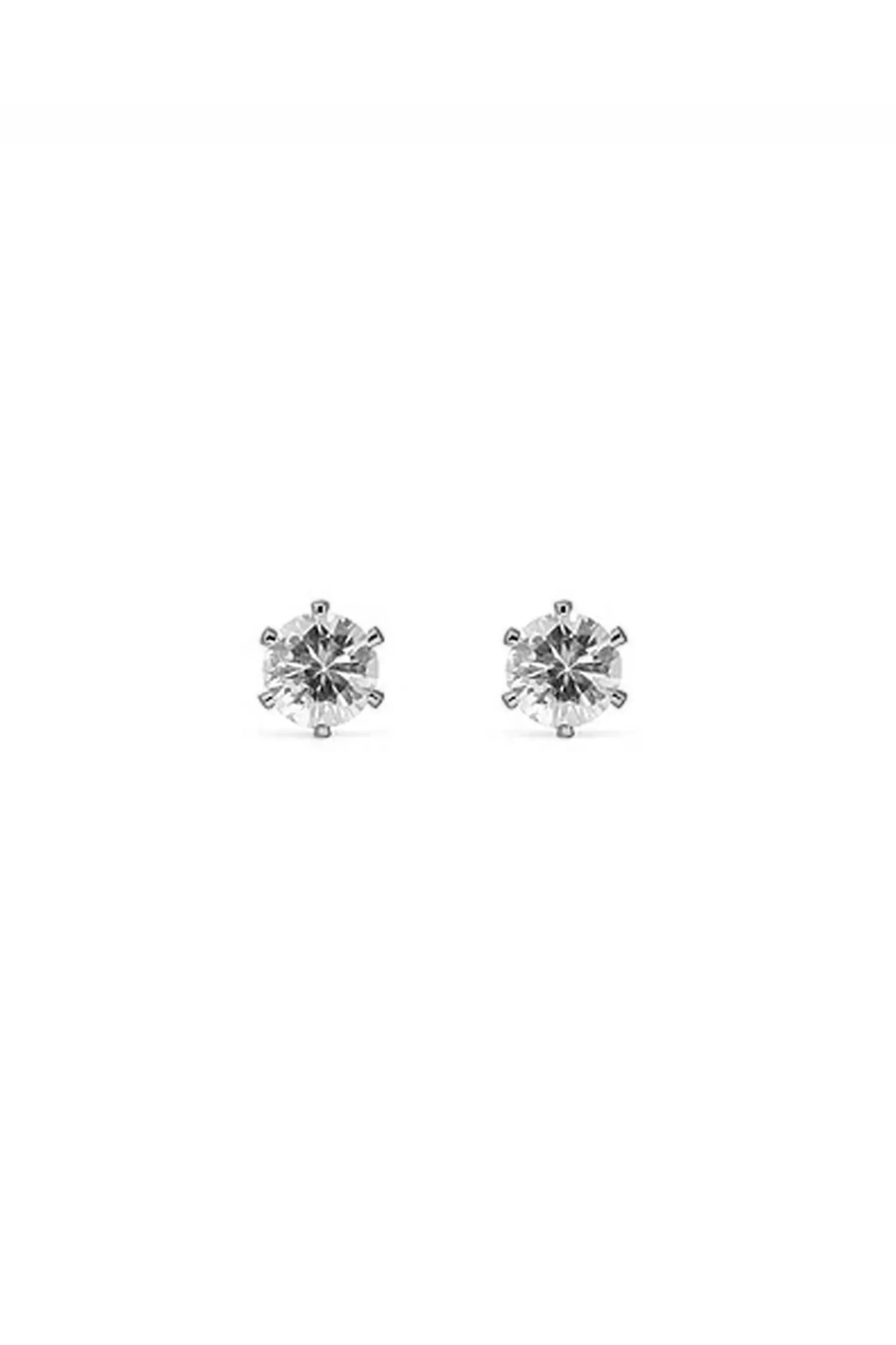 EarSense CZ-17S 7mm Silver Cubic Zirconia Stud Earrings