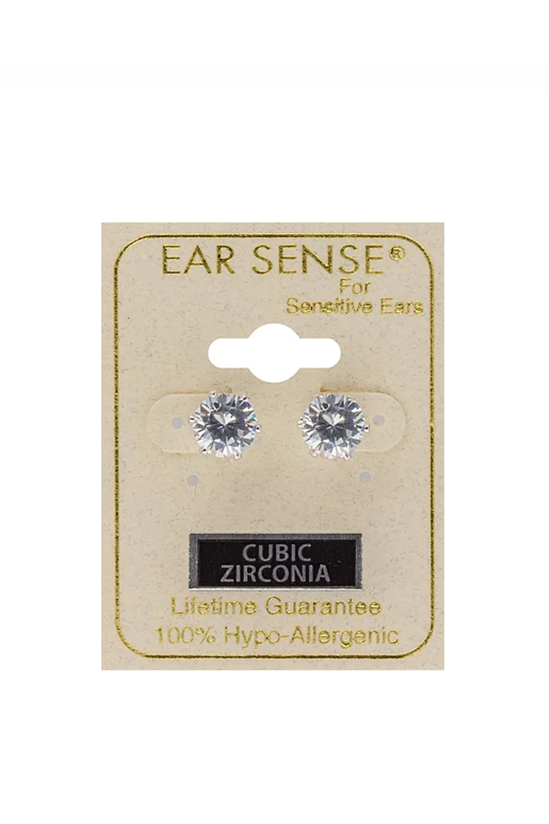 EarSense CZ-17S 7mm Silver Cubic Zirconia Stud Earrings