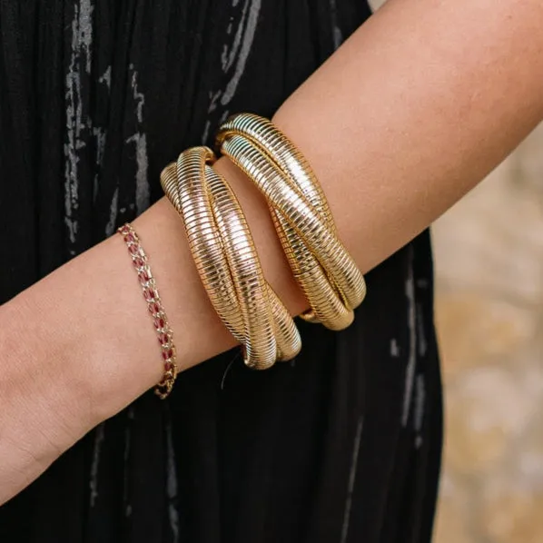 Eleanor Intertwined Metal Textured Bracelet Set