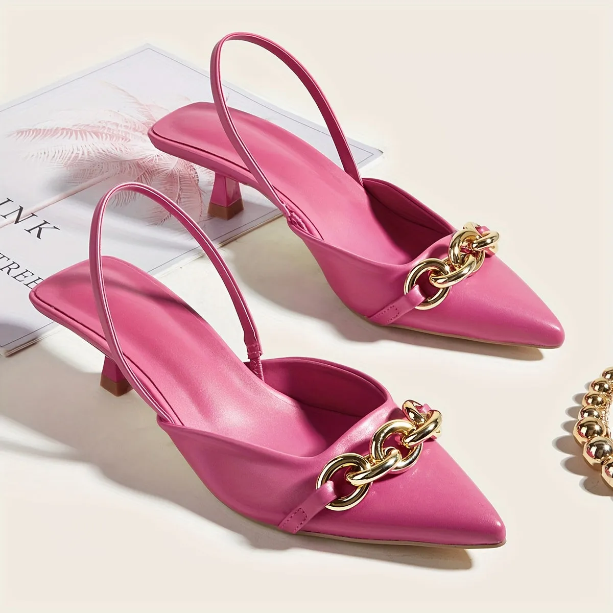 Elegant Slingback Kitten Heels – Versatile Pointed Toe, Comfortable Low Stiletto, Chic All-Season Style