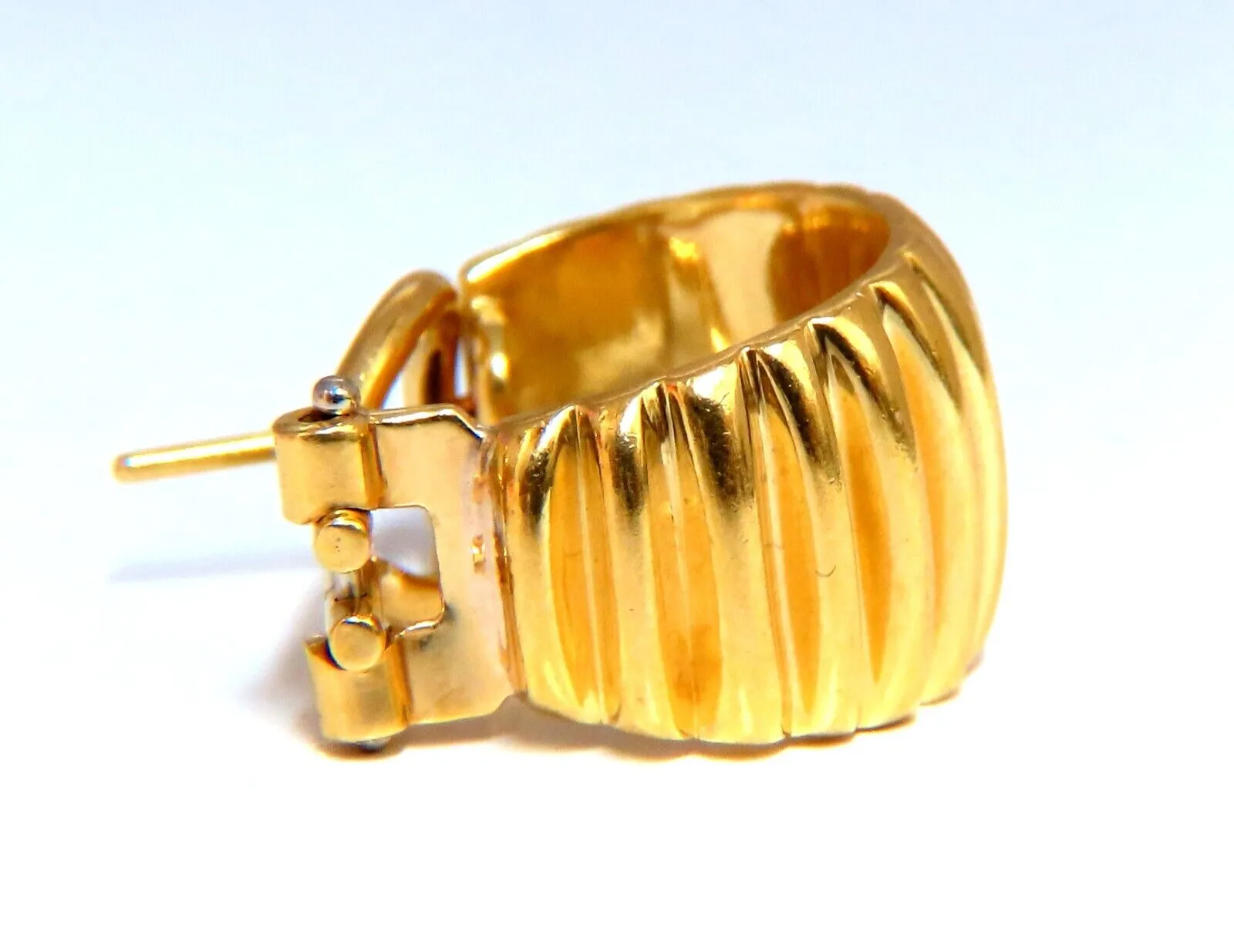Embossed Vertical Row Semi Hoop Earrings 18kt Gold LJ