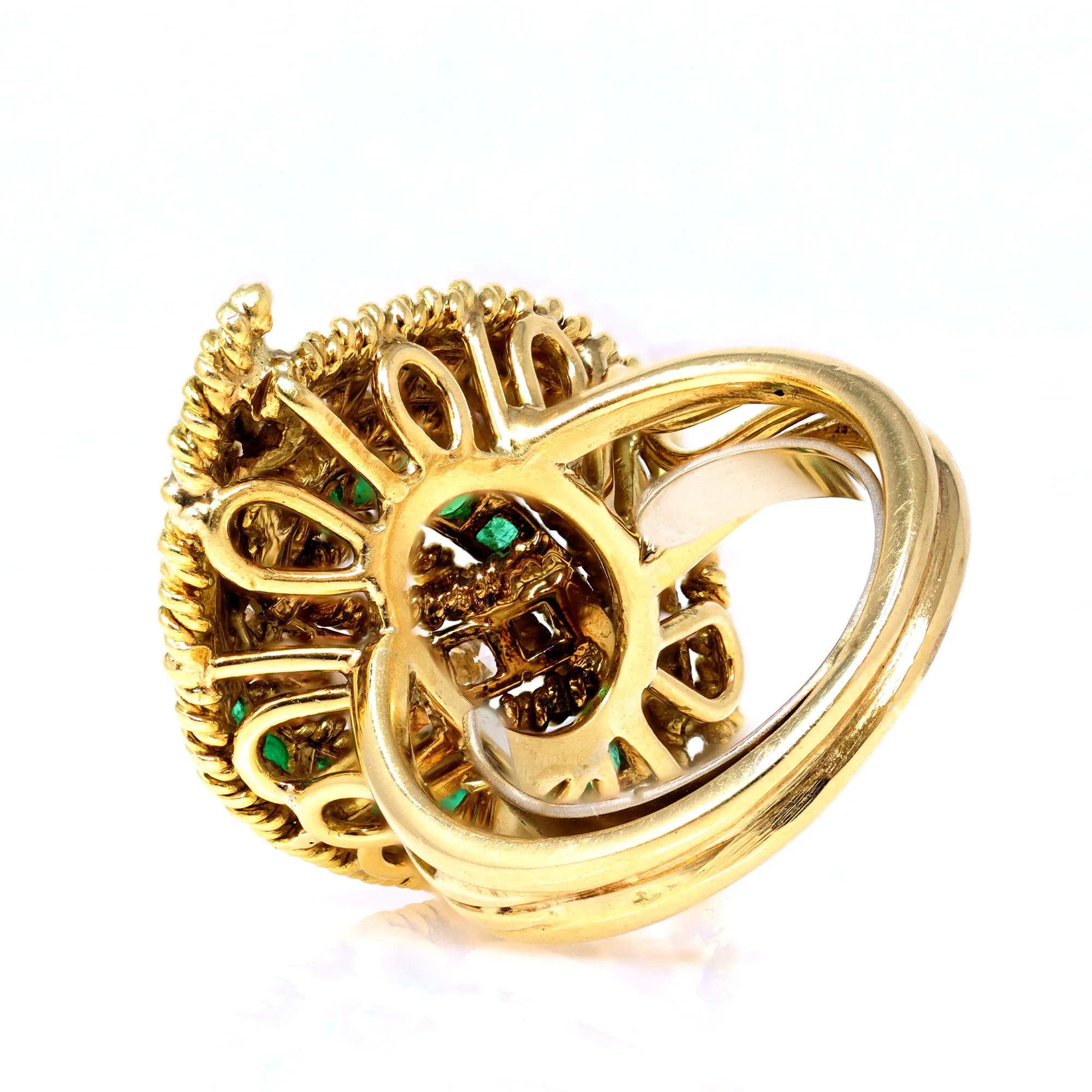 Emerald and Diamond Cocktail Ring Set in 18k Yellow Gold