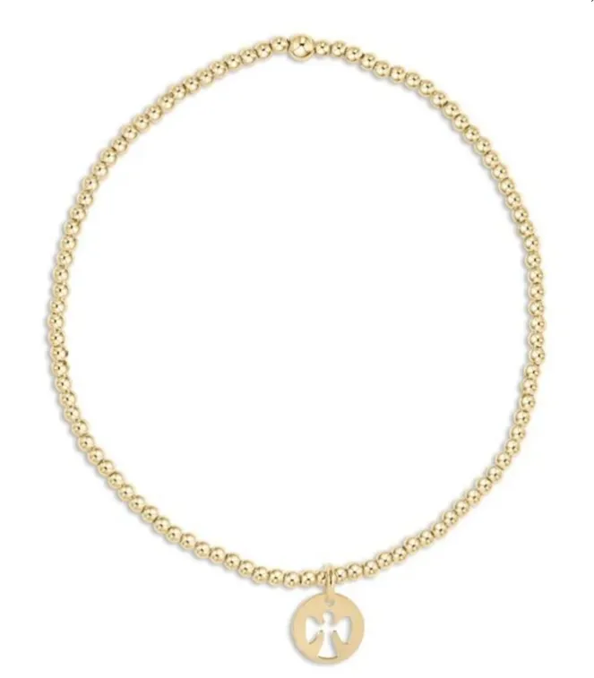 ENewton Classic Gold 2mm Bead Bracelet Guardian Angel Charm