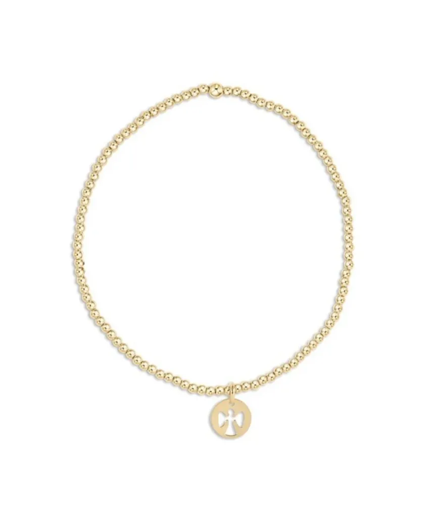 ENewton Classic Gold 2mm Bead Bracelet Guardian Angel Charm