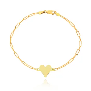 Engravable Gold Heart Bracelet