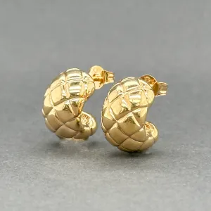 Estate 18K Y Gold Electroformed Quilted Earrings
